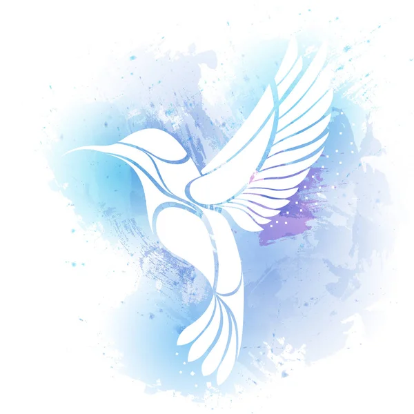 Colibri Kuş logosu. Suluboya arka plan üzerinde izole egzotik uçan Sinekkuşu Vektör illüstrasyon