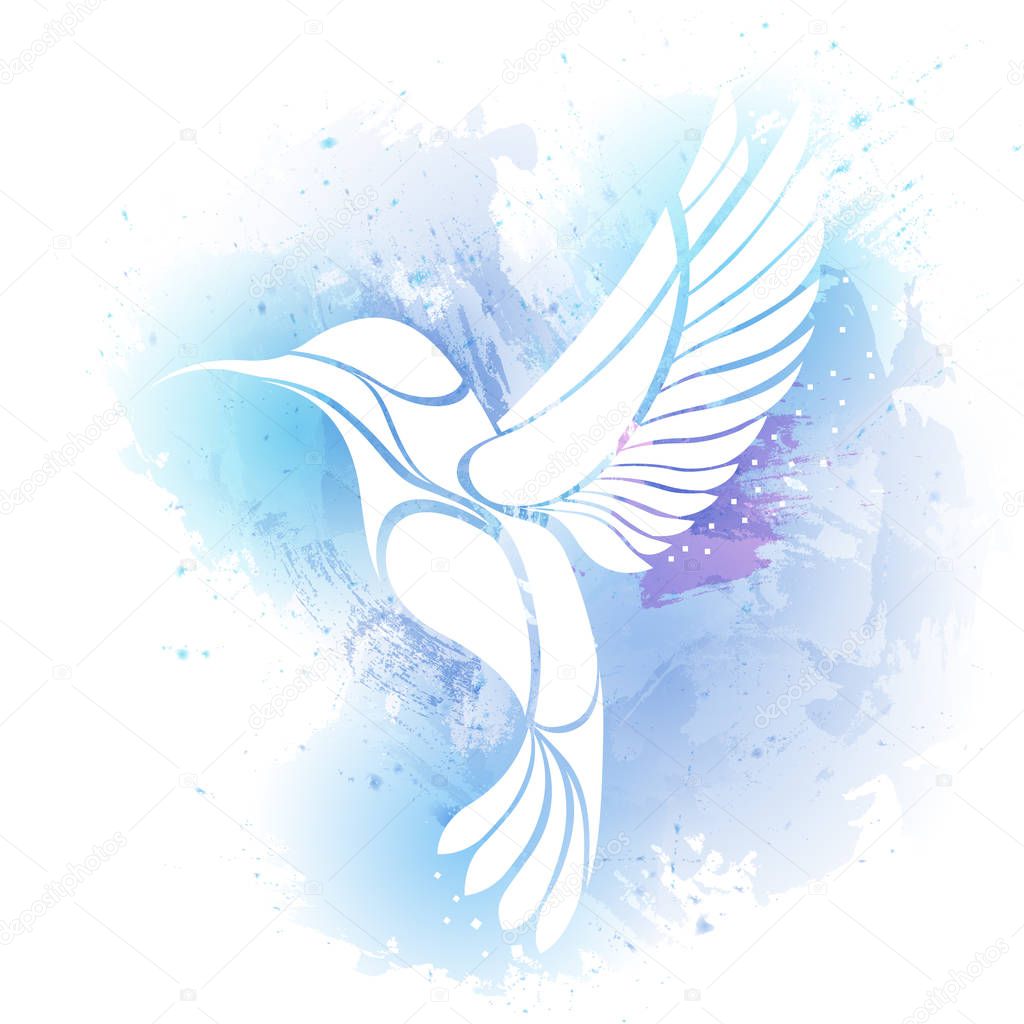 Hummingbird logo. Vector illustration of exotic flying Colibri Bird for your design