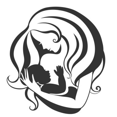 Anne ve bebek vektör illüstrasyon. Emzirme. Annelik