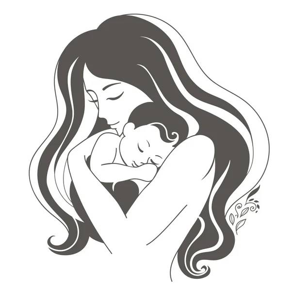 Illustration vectorielle maman et bébé. La maternité. bébé dort sur les mains des mamans . — Image vectorielle