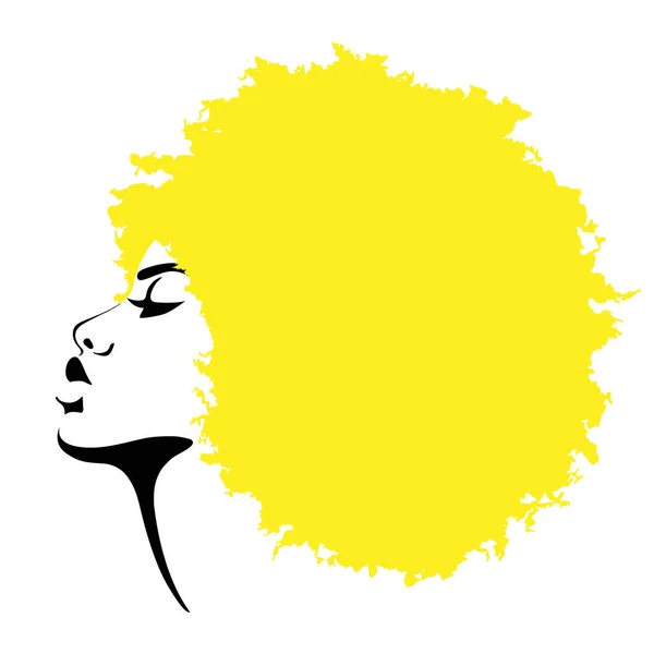 Bella donna dalla pelle nera con i capelli gialli. Illustrazione vettoriale. — Vettoriale Stock