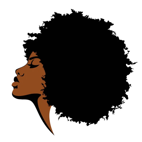 Hermosa mujer de piel negra con pelo rizado — Vector de stock