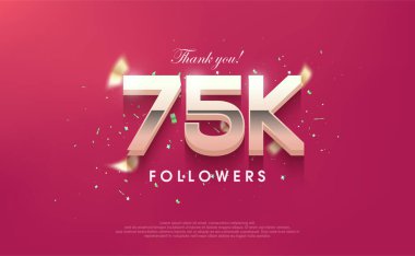 Teşekkürler 75 bin takipçi, sosyal medya paylaşımları için vektör arkaplan tasarımı.