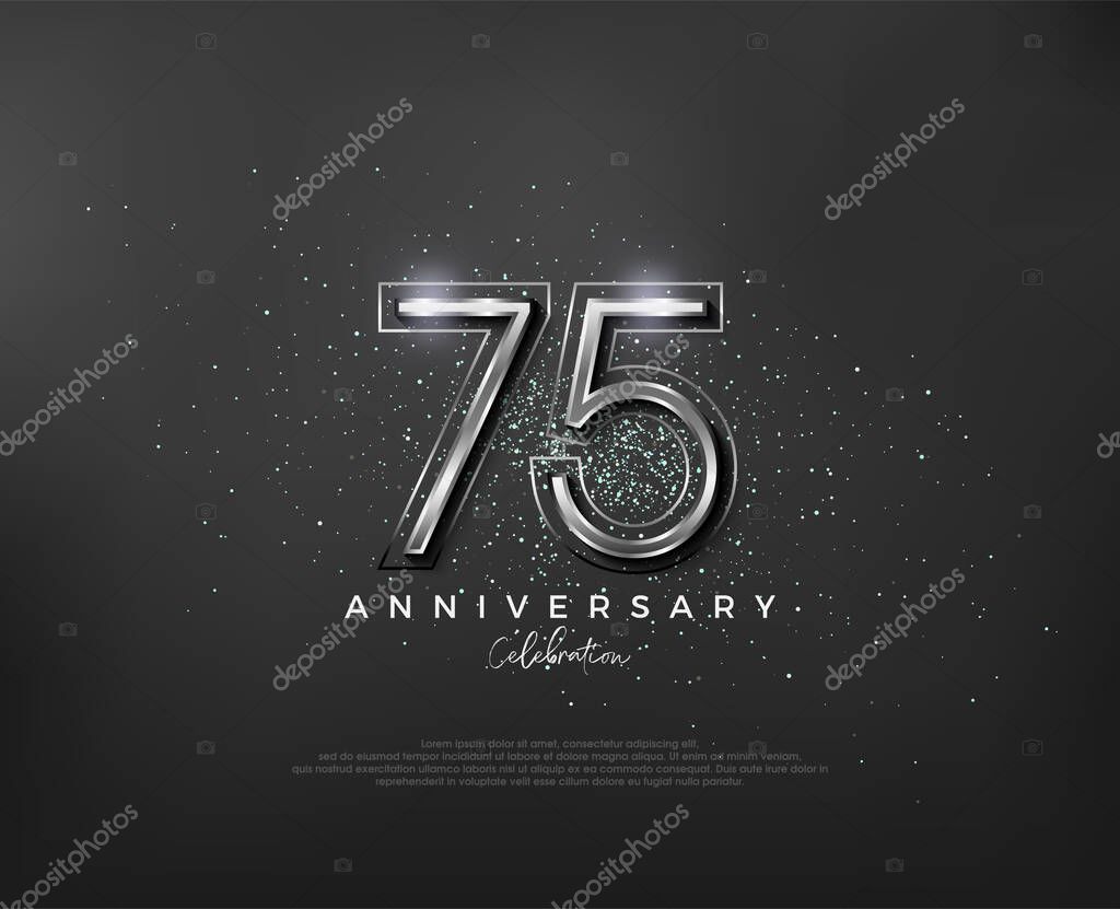 Silver metallic number design. premium number 75th anniversary. Premium vector for poster, banner, celebration greeting.