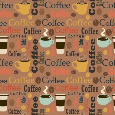  tasarım öğeleri kahvesi için. Kurumsal kimlik Cafe menü, kartvizit ve bardak içki yazıtlı için için. Sorunsuz doku. Kahve arka plan. Vektör çizim. EPS 10.