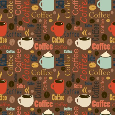  tasarım öğeleri kahvesi için. Kurumsal kimlik Cafe menü, kartvizit ve bardak içki yazıtlı için için. Sorunsuz doku. Kahve arka plan. Vektör çizim. EPS 10.