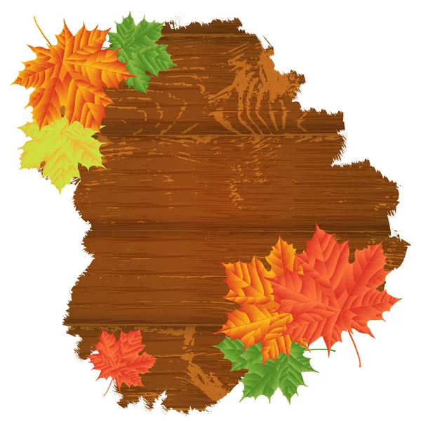 Bunte Ahornblätter Auf Alten Holzbrettern Herbsthintergrund Hintergrund Natur — Stockfoto