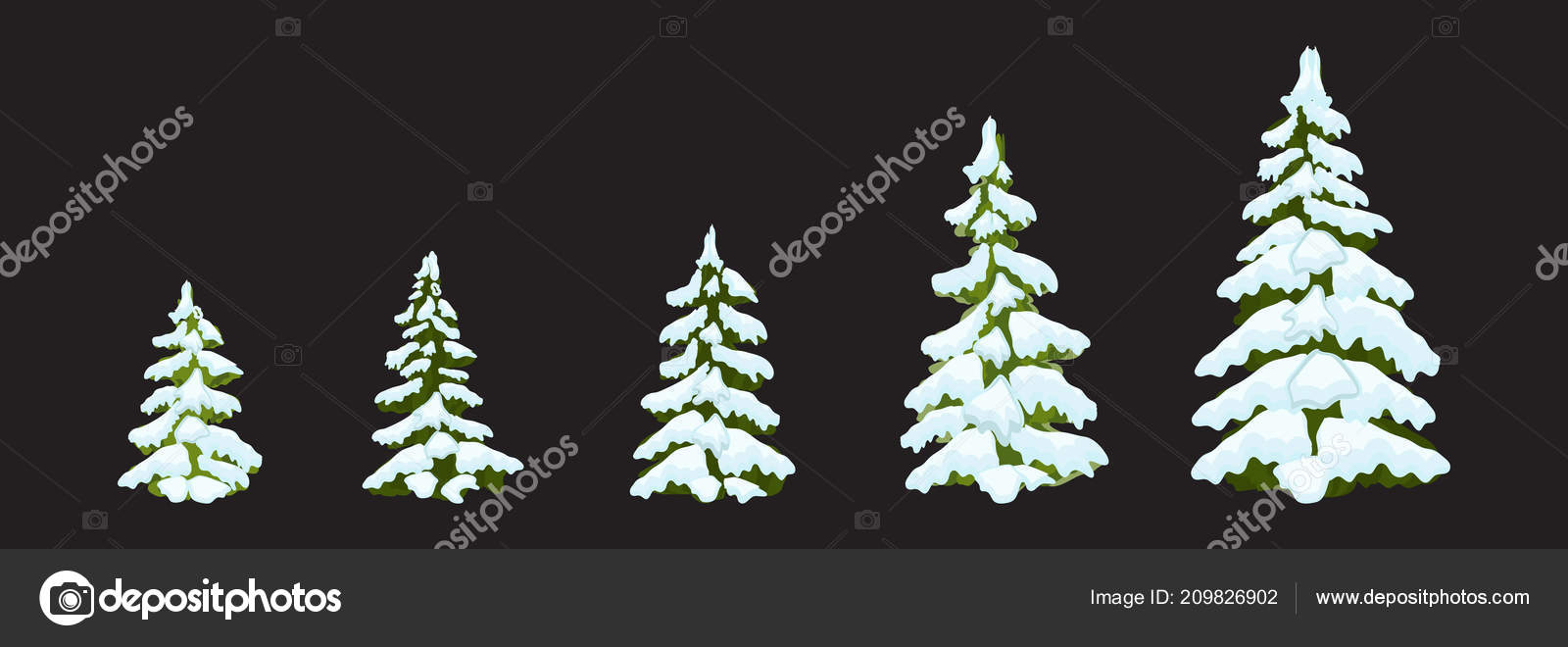 Winter christmas tree holiday design elements xmas fir with snow Snow covered pines Isolated — ZdjÄ™cie od fosonya