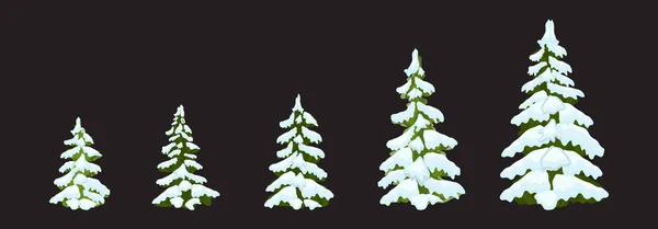 クリスマス ツリーは 緑のクリスマス ツリーのセットです 冬クリスマス ツリー休日のデザイン要素 雪とクリスマスのモミ 雪に覆われた松 分離されました — ストック写真