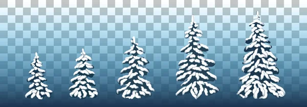 クリスマス デザイン ポストカード ポスター 販売のための雪で覆われた松の木のベクトルを設定します 雪の中で別のクリスマス ツリー ベクトルの図 Eps — ストックベクタ