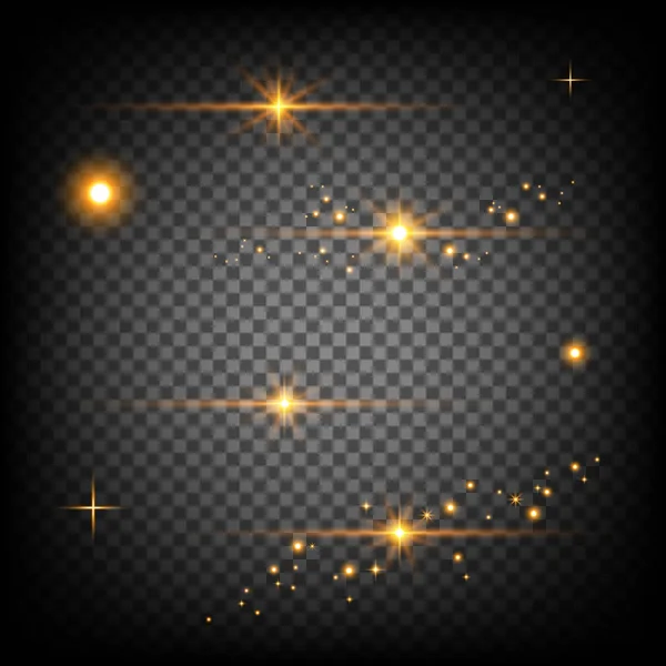 Ola Reluciente Vector Estrella Brillante Dorada Brillante Rastro Polvo Estelar — Vector de stock