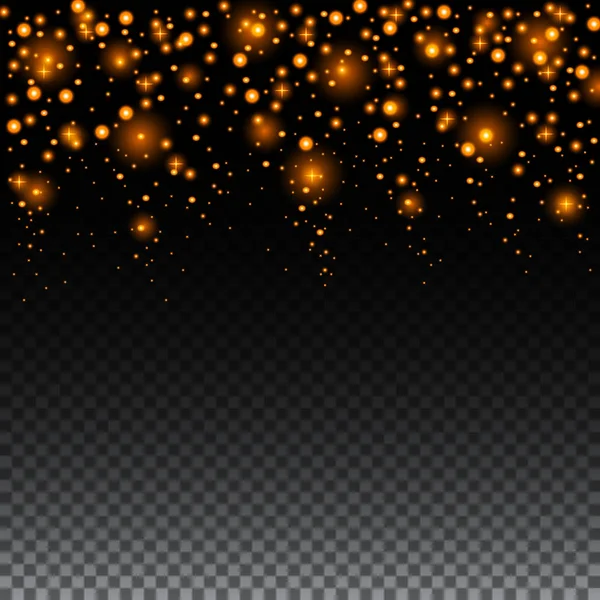Золотий Блиск Частинок Прозорому Фоні Векторна Золота Текстура Пилу Твінкі — стоковий вектор