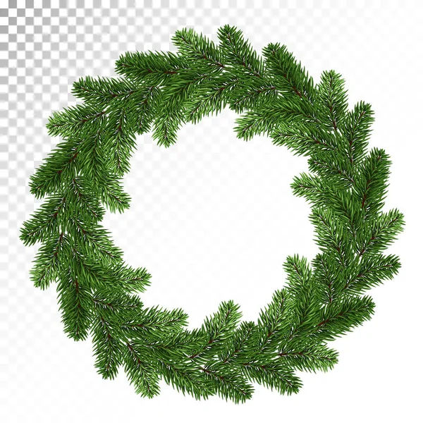 Vector Illustration Wreath Christmas Decoration Large Coniferous Wreath New Year — Stock Vector
