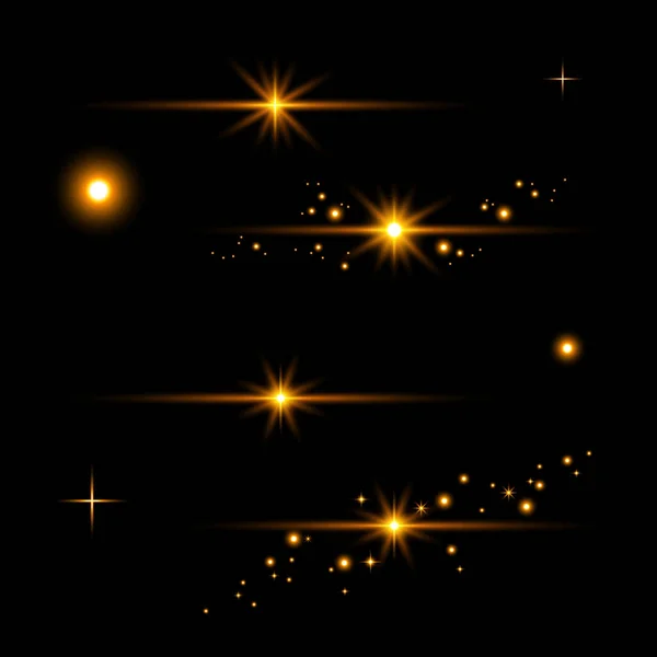 Leuchtendes Feuer Und Sterne Auf Schwarzem Hintergrund Für Design Und — Stockfoto