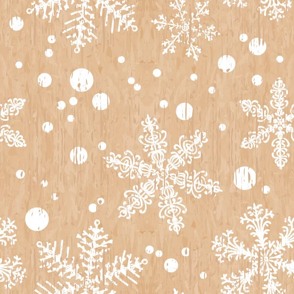 Alte Schäbige Hintergrund Mit Schneeflocken Nahtlose Weihnachtstextur Endlose Textur Für — Stockvektor
