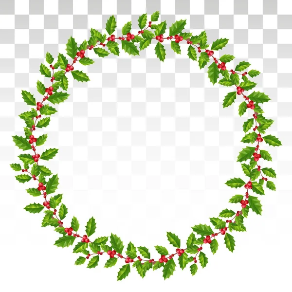 グリーティング カード バナー デザイン ヒイラギのリースは 赤い果実を残します クリスマス リース 天然素材の大きな花輪です ベクトル — ストックベクタ