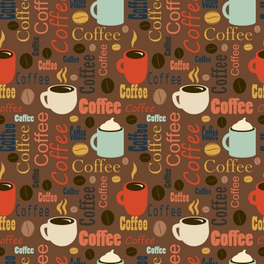  tasarım öğeleri kahvesi için. Kurumsal kimlik Cafe menü, kartvizit ve bardak içki yazıtlı için için. Sorunsuz doku. Kahve arka plan. 