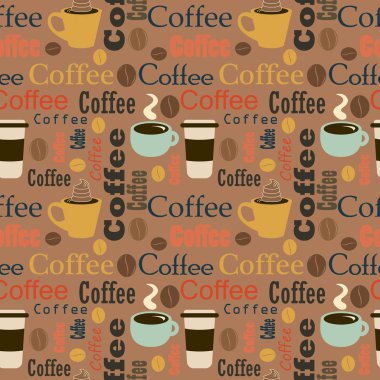  tasarım öğeleri kahvesi için. Kurumsal kimlik Cafe menü, kartvizit ve bardak içki yazıtlı için için. Sorunsuz doku. Kahve arka plan. 