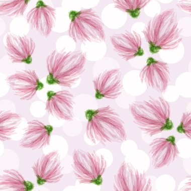 Pembe çiçekler ışık arka plan üzerinde. Bahar / yaz çiçek arka plan. Seamless modeli. resim. Elle çizilmiş. duvar kağıdı, tekstil tasarımı. Vektör. Eps10.