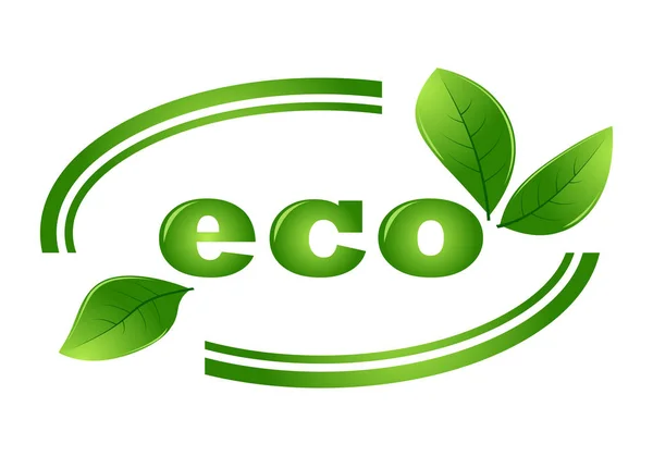 Yeşil Yaprakları Ile Organik Eko Vektör Logosu Organik Doğal Biyo — Stok Vektör