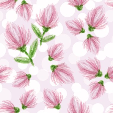 Pembe çiçekler ışık arka plan üzerinde. Bahar / yaz çiçek arka plan. Seamless modeli. resim. Elle çizilmiş. duvar kağıdı, tekstil tasarımı. Vektör. Eps10.