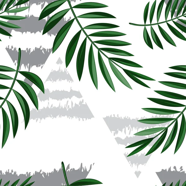 Tropiska Löv Mönster Sömlös Bakgrund Exotisk Blommig Mode Lövverk Konst — Stock vektor