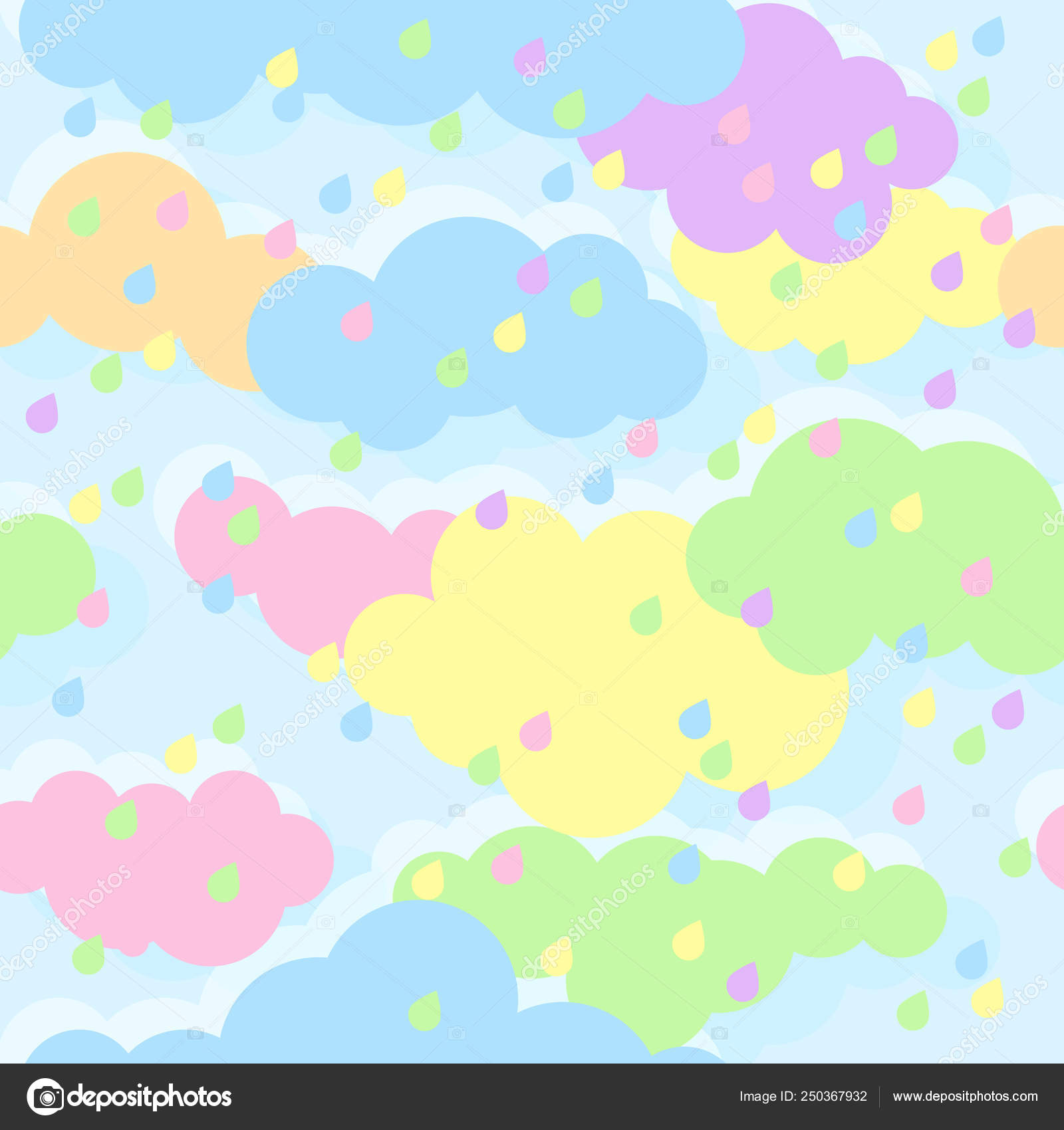 The sky with colored clouds and raindrops. Multicolored drops. S Stock  Vector Image by ©fosonya #250367932