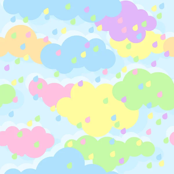 Il cielo con nuvole colorate e gocce di pioggia. Gocce multicolori. S — Vettoriale Stock