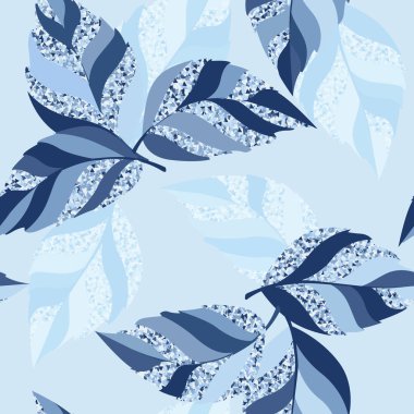 Yapraklarla soyut ve kusursuz doku .buzlu mavi yapraklar.  