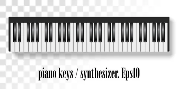 Vektor ilustrasi realistis piano keys.Top tampilan realisti - Stok Vektor