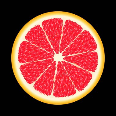 taze kırmızı greyfurt dilim. siyah Design.isolated için. İçinde bir