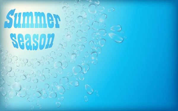 Σταγόνες νερού σε μπλε φόντο. Ρεαλιστική απεικόνιση του c — Διανυσματικό Αρχείο