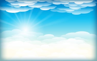 Bulutlar ve sun.vector arka plan görünümü ile basit gökyüzü arka plan