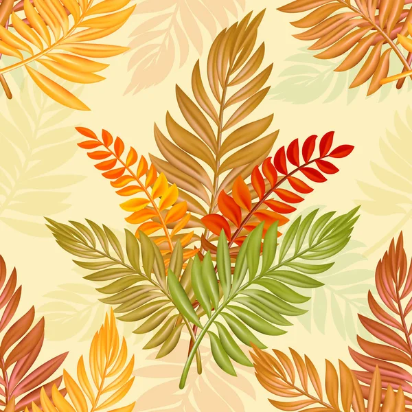 Otoño colores cálidos elegante vector exótico helecho hoja textura para t — Vector de stock