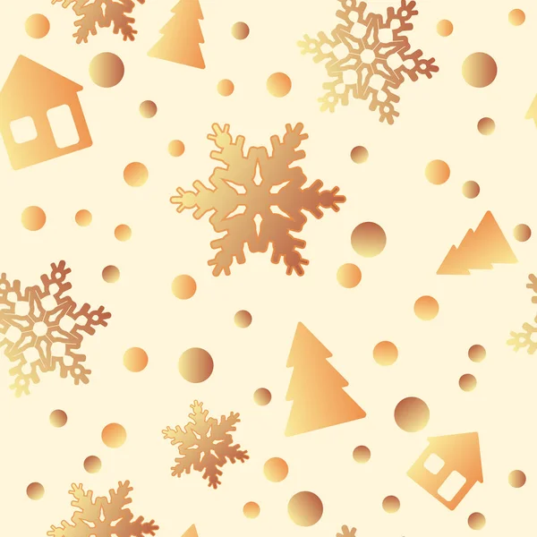 輝き、クリスマスツリー、スノーフラックと冬のシームレスなパターン — ストックベクタ