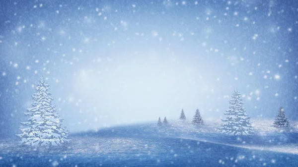 Kış manzarası. Dağlarda karla kaplı Noel ağaçları. 