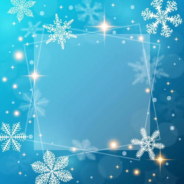 Jul Bakgrund Med Ljus Snöflingor Bokeh Julkort Magiskt Julkort Affisch — Stock vektor