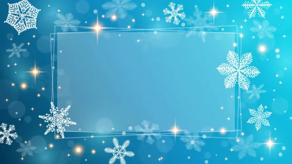 Kerst Achtergrond Met Lichten Sneeuwvlokken Bokeh Kerstkaart Magische Vakantiekaart Poster — Stockvector