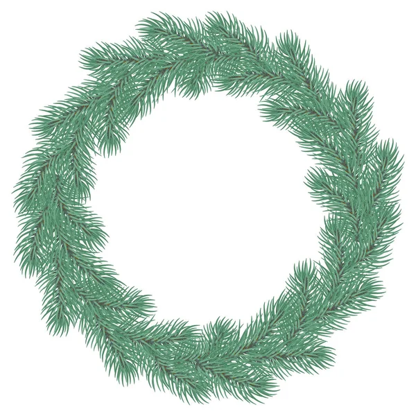 Kerstkrans Met Dennentakken Kerstversiering Vector Kerst Design Element Model Voor — Stockvector