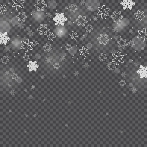 Nieve Invierno Nieve Cayendo Pancarta Copos Navidad Nevada Frontera Aislada — Vector de stock