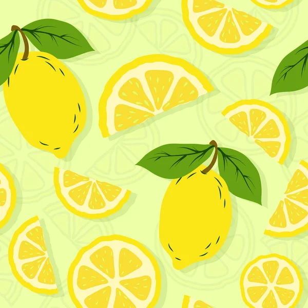 Tropical Leaves Lemons Oranges Limes Pattern Tropic Fruits Hand Drawn — Stock Photo, Image