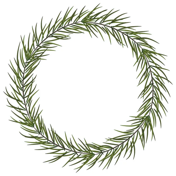 Couronne Noël Avec Des Branches Pin Décoration Noël Élément Vectoriel — Image vectorielle