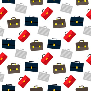 Çizgi film iş bavul Dikişsiz desen beyaz arka planda, vektör çizim web tasarımınız için.