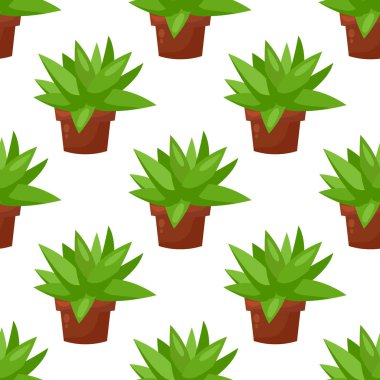 Kaktüs bitki pot ile Dikişsiz desen vektör, çiçek. Tekstil, yazdırma, ceketler modaya uygun bir tropikal tasarım.