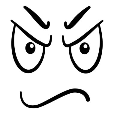 Çizgi film yüzü. Etkileyici gözler ve ağız, gülümseyen, ağlayan ve şaşırmış karakter yüz ifadeleri. Karikatür, karikatür, karikatür, karikatür. İzole vektör illüstrasyon simgesi