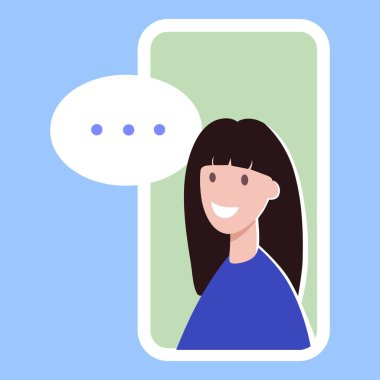 Küresel insanların çevrimiçi iletişim, konferans, iş veya arkadaşlık çağrısı konsept arka plan, düz çizgi film tarzı vektör illüstrasyonu