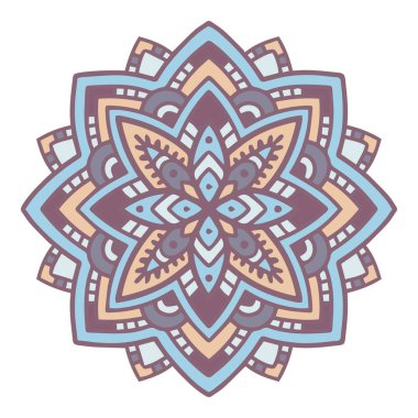 Renkli Mandala simgesi, özet el çizimi biçimi