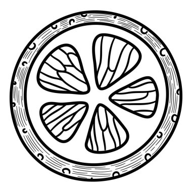 Noel tatili portakal dilimi ikonu, el çizimi ve özet tarzı