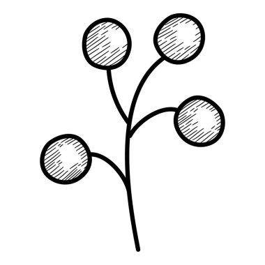 Noel ağacı ikonu, el çizimi ve özet tarzı