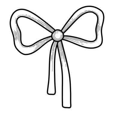 Noel bayramı kurdele ikonu, el çizimi ve özet tarzı